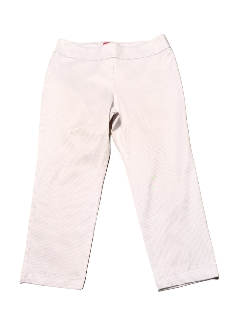 Krazy Larry White Textured Microfiber Pull On Crop Pants Size 12